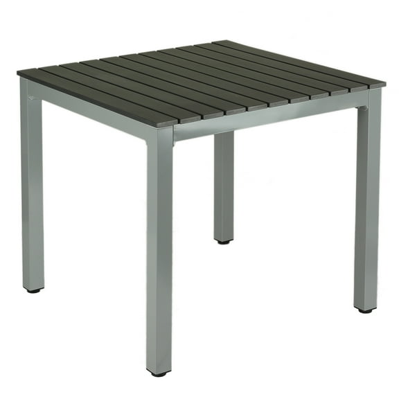 Jaxon Aluminum Outdoor Table in Poly Resin, Silver / Slate Gray