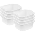 thumbnail image 2 of 12 Quart Durable Heavy Duty Reinforced Plastic Kitchen Dishpan Basin with Molded Handles for Household Chores and Storage, White, 8 Pack, 2 of 9