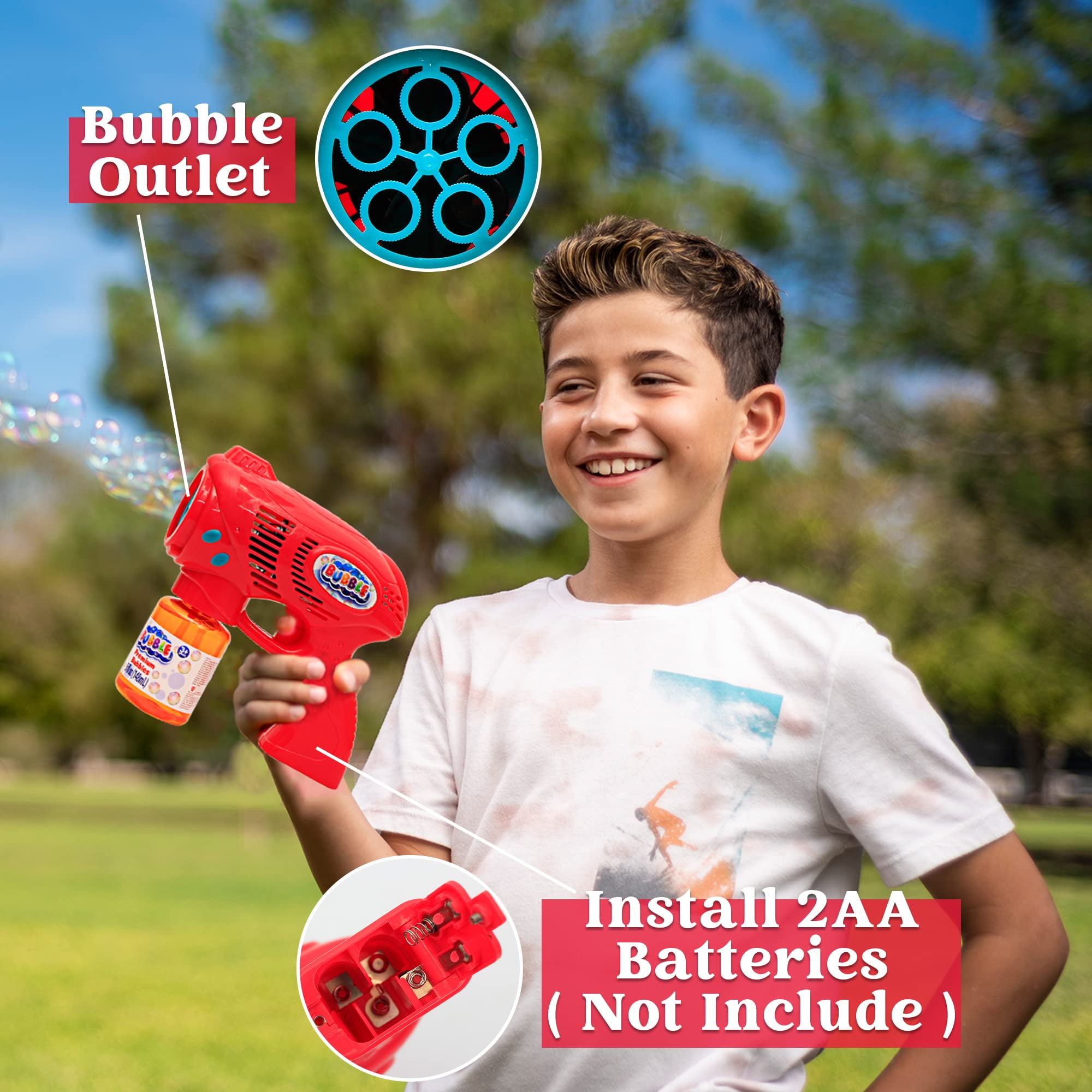 SYNCFUN 2 Pack Automatic Bubble Blaster Set - Leak-Proof Bubble Machine with 10 oz Refill Solution - Portable Bubble Blower for Outdoor Events, Family Gatherings, Parties & Easter Basket Stuffers