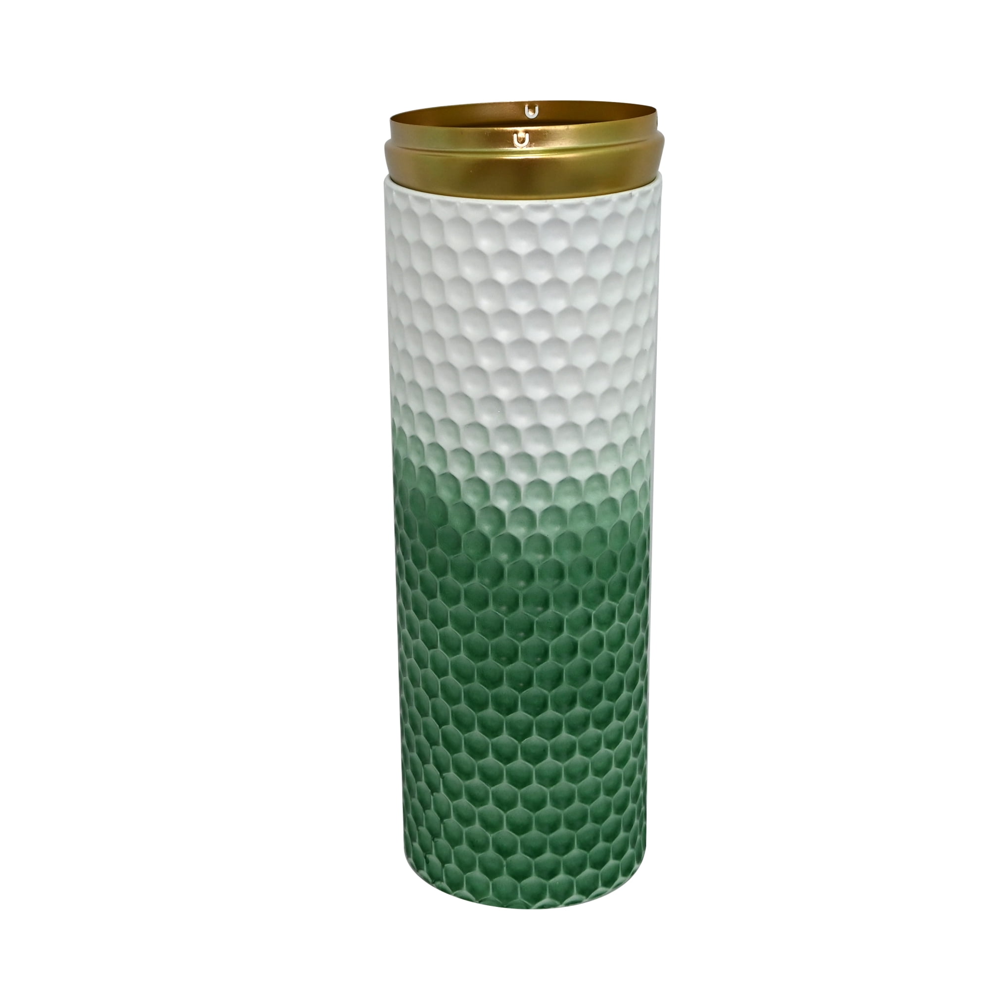 Leumius Decorative Metal Vases Set of 3, Green Leaf Pattern Floor Vases, Green &White Tall Vases for Home Decor, Living Room Entryway Decor