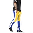 thumbnail image 3 of Ma Croix Mens Stripe Track Pants Three Tone Color Block Skinny Fit Stretch Casual Elastic Athletic Training Slim Joggers, 3 of 6