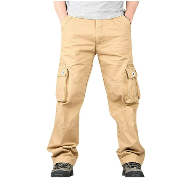 Pantalones largos de moda para hombre, casuales, de color sólido, con cremallera y bolsillos, elásticos, informales, para hombre.