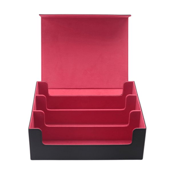 1800+ Card Deck Case para Trading Cards, Magnetic Storage Box Top Side-Loading Game Cards Negro & Rojo