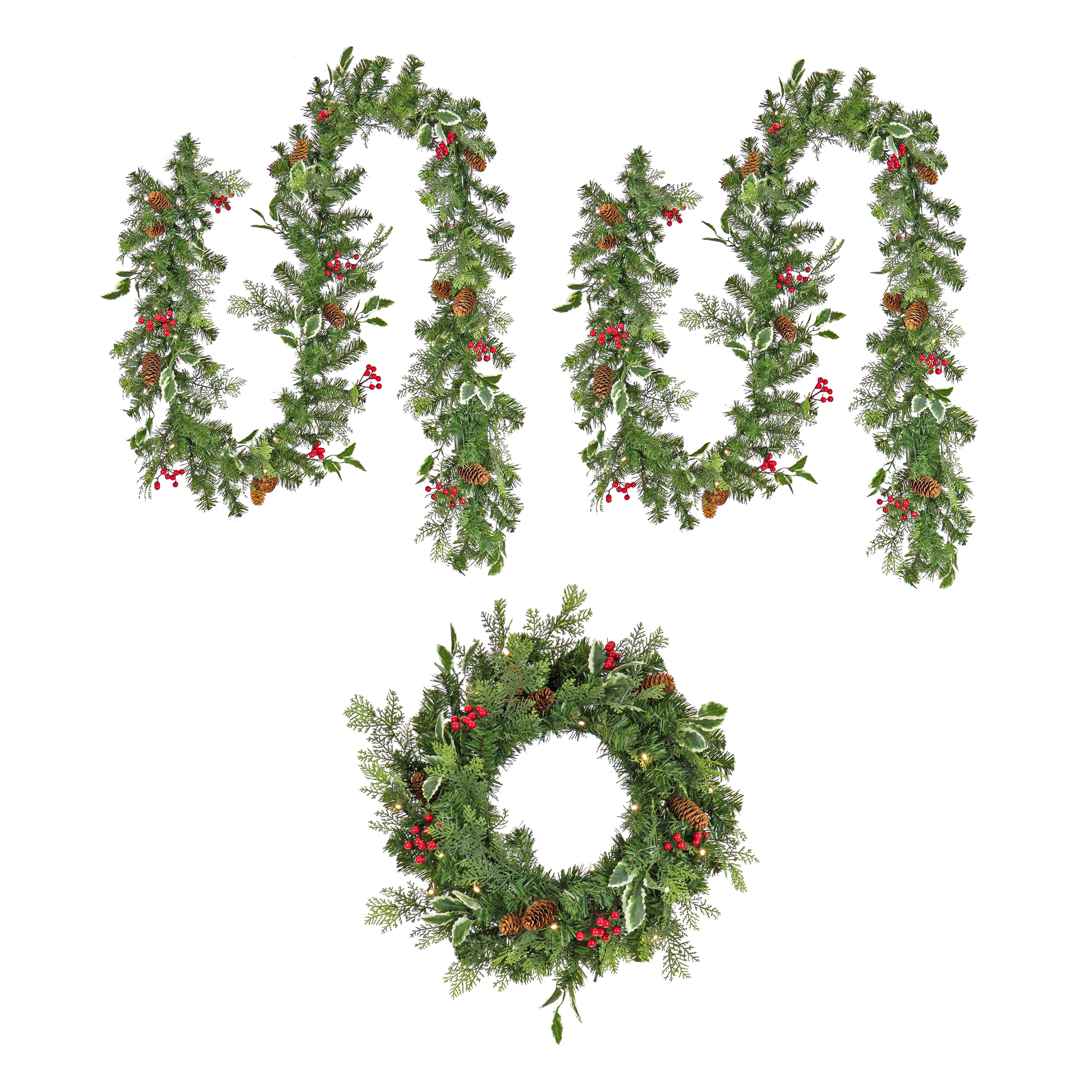 National Tree Company First Traditions PreLit Christmas Wreath and Two