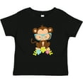 thumbnail image 3 of Inktastic Cute Monkey With Eyeglasses, Colorful Flowers Boys or Girls Baby T-Shirt, 3 of 5