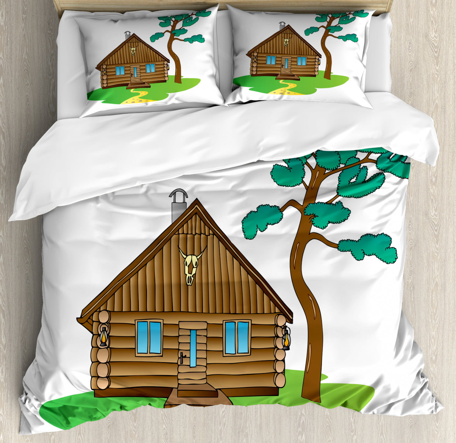 Log Cabin Duvet Cover Set Image Of A Rustic Lodge With A Large