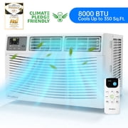 PhiloDeco 8000 BTU Window Air Conditioner 350 Sq. ft. Intelligent, LED Display Screen, with Remote Control,Ac Can Be Used as a Dehumidifier/Fan, Operates Quietly, Energy-Saving. Timer/Sleep and ECO