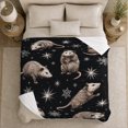 thumbnail image 5 of Opossums among Stars and Snowflakes, Whimsical Wildlife Style for Opossum Lovers, Nocturnal Animal Pattern and Birthday Gift, Cozy Flannel Blanket for Cabin and Bedroom, Home Decor, 5 of 9