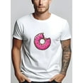 thumbnail image 1 of Doughnut Print Tee Shirt, Tees For Men, Casual Short Sleeve T-shirt For Summer, Casual Sporty Tee, Summer Gifts, 1 of 8