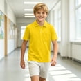 thumbnail image 6 of Boys' School Uniform Short Sleeve Polo Shirt Button Closure Moisture Wicking Performance Material, 6 of 7
