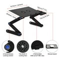 thumbnail image 4 of Soporte de mesa para computadora portátil plegable ajustable de 360° con ventilador doble de refrigeración y mouse board negro, 4 of 15