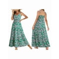 thumbnail image 2 of Summer Dress Casual Womens Boho Dress Sleeveless Printed Long Tiered Maxi Dress Beach Dress 2025 Green L, 2 of 5