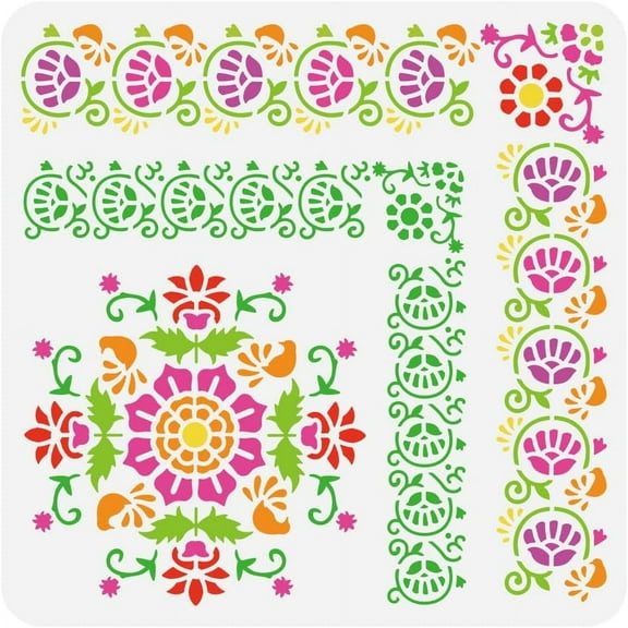 PET Hollow Out Drawing Painting Stencils for DIY Scrapbook Photo Album Floral 30x30cm