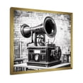 thumbnail image 2 of Designart "Black and White Vintage Phonographs" Fashion Framed Wall Art Decor - Glam Grey Phonographs Entryway Framed Wall Art, 2 of 6