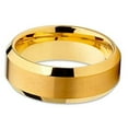 thumbnail image 4 of Silly Kings Jewelry Tungsten Wedding Band Yellow Gold Tungsten Ring Tungsten Carbide Ring Men and Women Brushed Beveled, 4 of 4