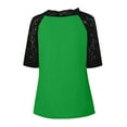 thumbnail image 5 of Scyoekwg Short Sleeve Shirt for Women Summer Lace V-Neck Splicing Tunic Tops Solid Color Patchwork Trendy Comfy Casual Loose Shirts Green XXXXL, 5 of 8