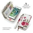 thumbnail image 5 of Multifunctional Wallet Case For iPhone 7 / 8 / SE 2020 / SE 2022 with RFID Blocking Card Slots,Detachable Purse PU Leather Magnetic Snap Hand Strap Zipper Pocket Cute Flower Case with Carabiners,White, 5 of 14