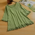 thumbnail image 2 of Summer Savings Clearance 2025! Loopsun Plus Size Womens Tops, T Shirts for Women, Womens Summer Solid Casual Loose Fashion T-Shirt Cotton Linen Short Sleeve Round Neck Tops Blouse Green XXL, 2 of 3