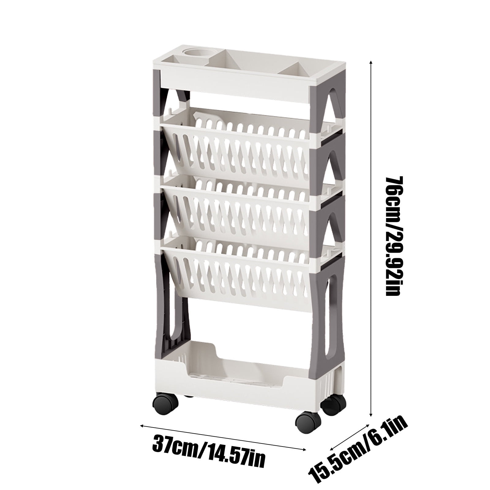 Kdkad Multi-Layer Rolling Storage Cart - Movable Classroom & Desk Organizer for Notebooks, Stationery Supplies | Sturdy Notebook Trolley with Locking Wheels, Space-Saving & Office Storage