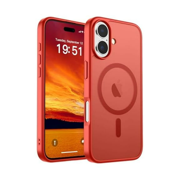 ZHU997 Magnetic for iPhone 17 Case (Compatible with MagSafe)(Military Grade Drop Protection) Translucent Matte Shockproof with Anti-Fingerprint Phone Cover 2025,Red