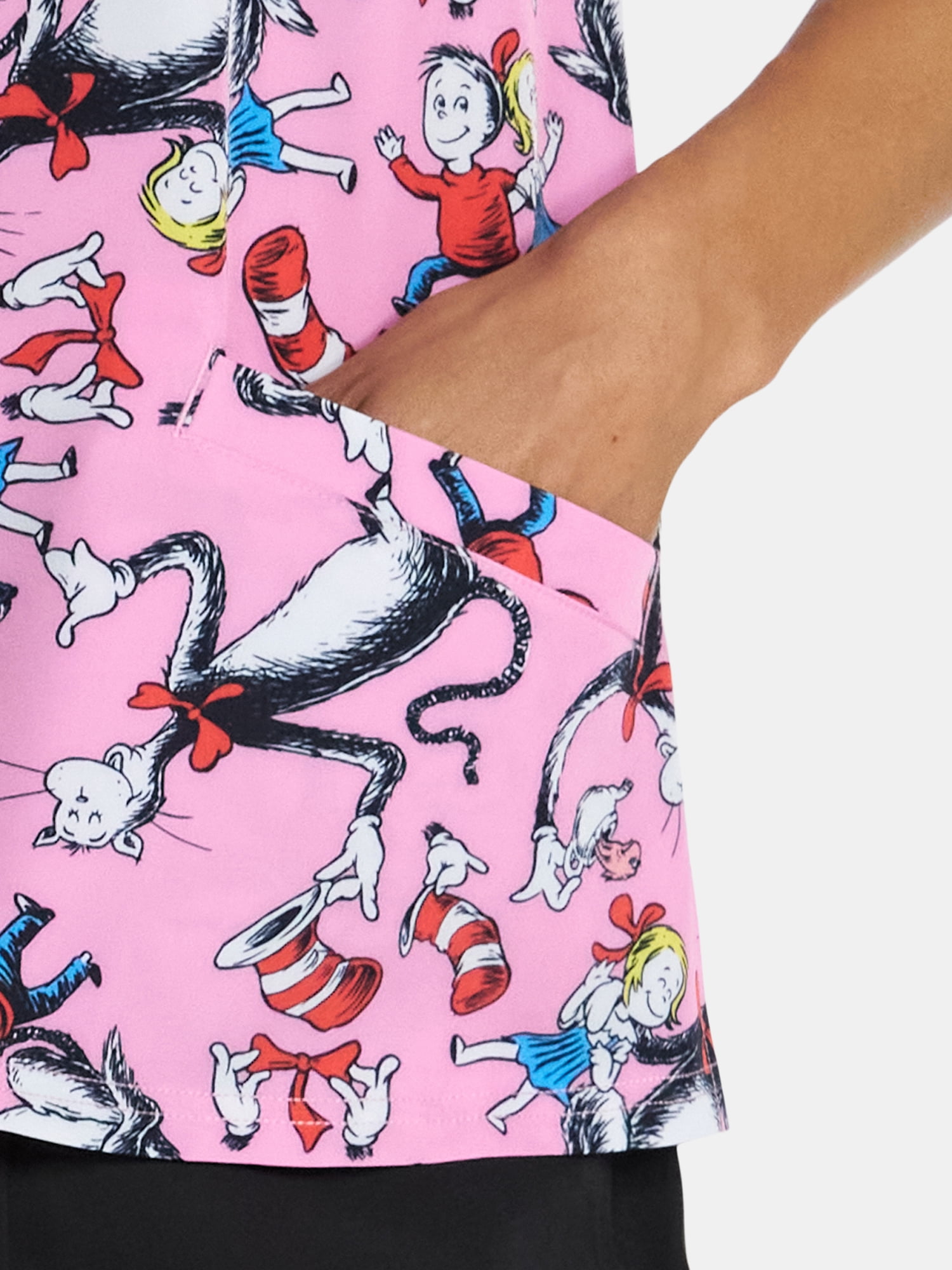 Dr. Seuss Cat in the Hat Women's Graphic Scrub Top, Sizes S-3XL