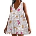 thumbnail image 2 of WTOBBY Women's Floral Print Sleeveless Dress V-Neck Casual Spring Summer Dress with Elastic Waist for Comfort and Flattering Fit,GrayL, 2 of 5