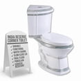 thumbnail image 2 of Renovators Supply Two-Piece Corner Toilet with White Elongated Bowl and Slow Close Seat - India Reserve with Green Gold Accent, 2 of 16