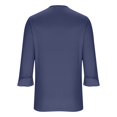 thumbnail image 5 of Womens Tops 3/4 Length Sleeve Summer Tunic T Shirts Ladies V-Neck Dressy Casual Ruffle Sleeve Blouses Navy L, 5 of 7