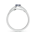 thumbnail image 2 of Angara Natural 0.28 Ct. Blue Sapphire with Diamond Side Stone Ring in 14K White Gold for Women (Ring Size: 3.5), 2 of 8