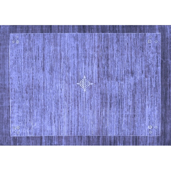 Ahgly Company Indoor Rectangle Abstract Blue Contemporary Area Rugs, 7' x 10'