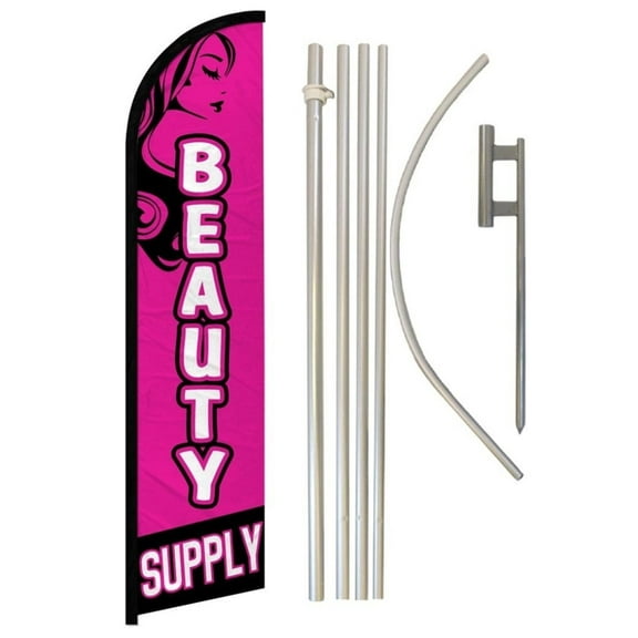Beauty Supply Windless Banner Flag & Pole Kit