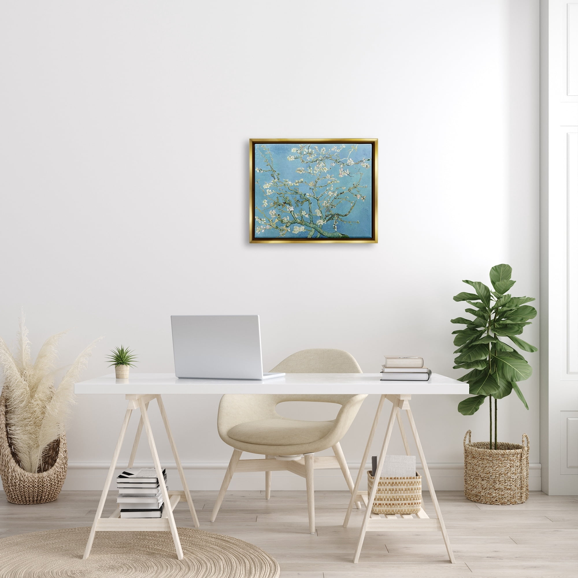 Stupell Industries Almond Blossoms Vincent van Gogh Classic Tree Blossom Painting Painting Metallic Gold Floating Framed Canvas Print Wall Art, Design by one1000paintings