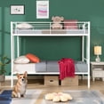 thumbnail image 6 of Netrum Twin over Twin Bunk Beds,Twin Bunk beds with Ladder & Guardrail,Metal Bunk Beds Frame with Bottom Storage Space for Adults Bedroom,Dorm,Guest Room,White, 6 of 9
