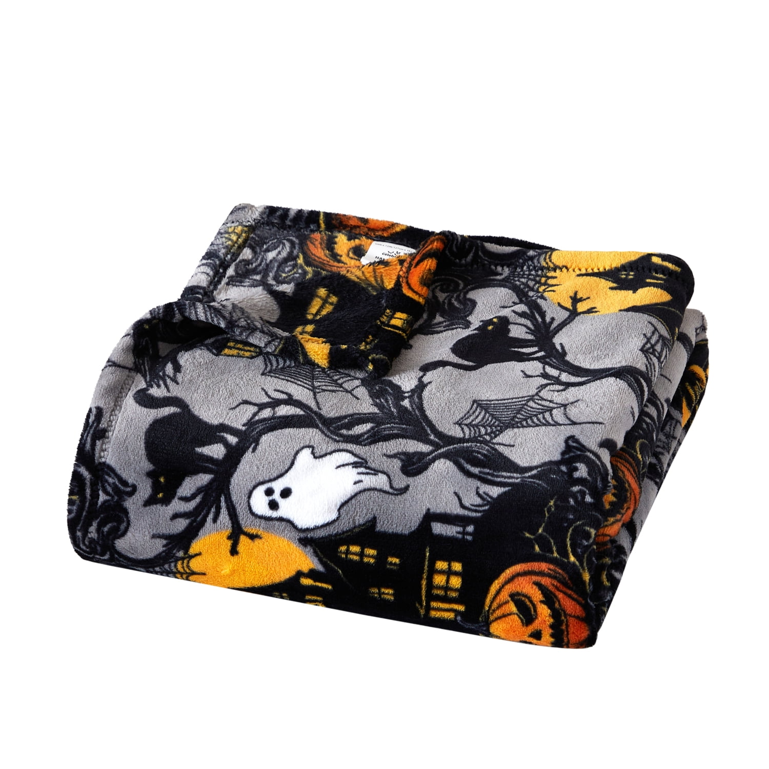 Way To Celebrate Haunted Treehouse Plush Oversized Couch Throw Blanket, Grey, 50 x 72 in