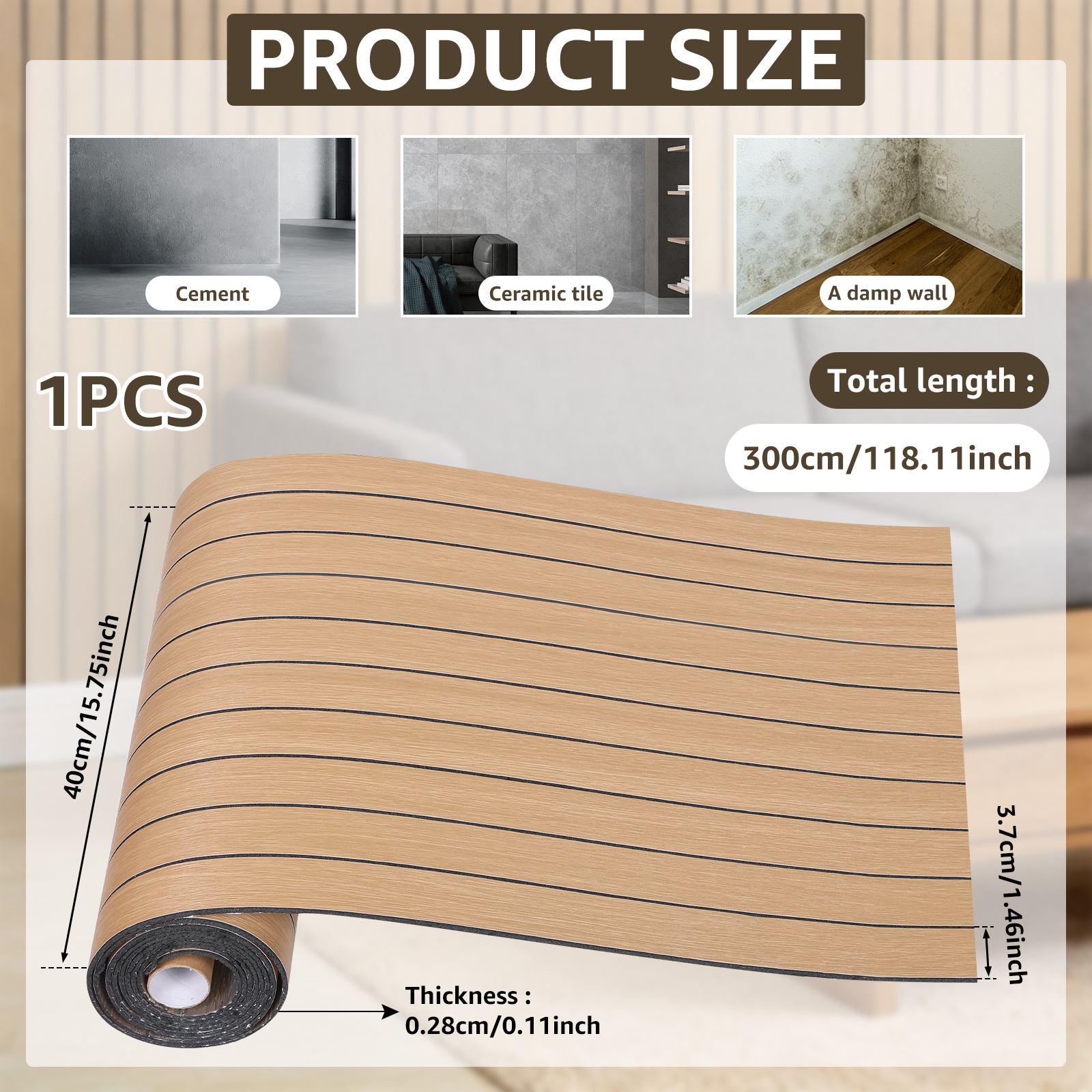 Peel and Stick PVC Slat Wall Panel, 118" x 15.75" Self Adhesive Faux Oak Wood Grain – 3D Soundproof Wall Panels for Ceilings