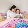 thumbnail image 4 of Castle Fairy Ice Cream Baseball Queen Bedding 7pcs, Ball Gamer Bedding Comforter Set Queen, Pink Blue Yellow,Pink Reversible, 4 of 7
