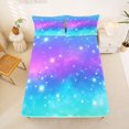 thumbnail image 4 of Manfei Cartoon Rainbow King Sheets, Ink Stars Galaxy Bedding, Blue Purple, 4 Pieces, 1 Flat Sheet, 1 Fitted Sheet and 2 Pillowcases, 4 of 6