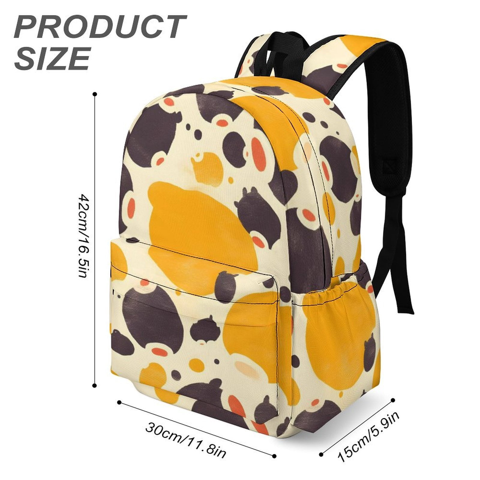 Large Capacity Half Print Backpack 11.8×16.5×5.9in Multifunctional Zipper Design Convenient Switch Milk Cow Print Style Sienna_3