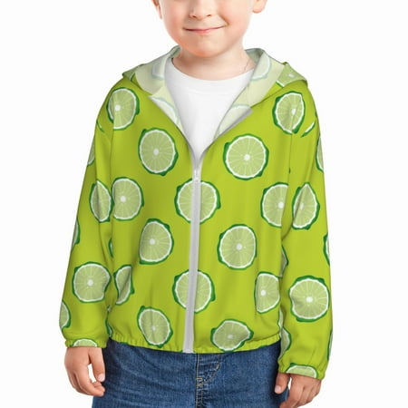 

Sun Hoodie for Kids Cute Limes Forest Green Long Sleeve Swim Fishing Shirts Sun Protection Zip Up Jacket Clothing Athletic Hoodie