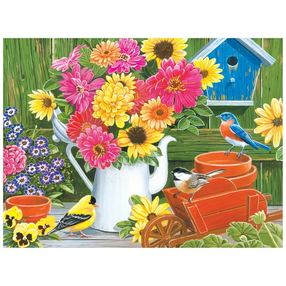 RoseArt Premium 350-Piece Spring Bouquet with Birds Adult Interlocking Puzzle