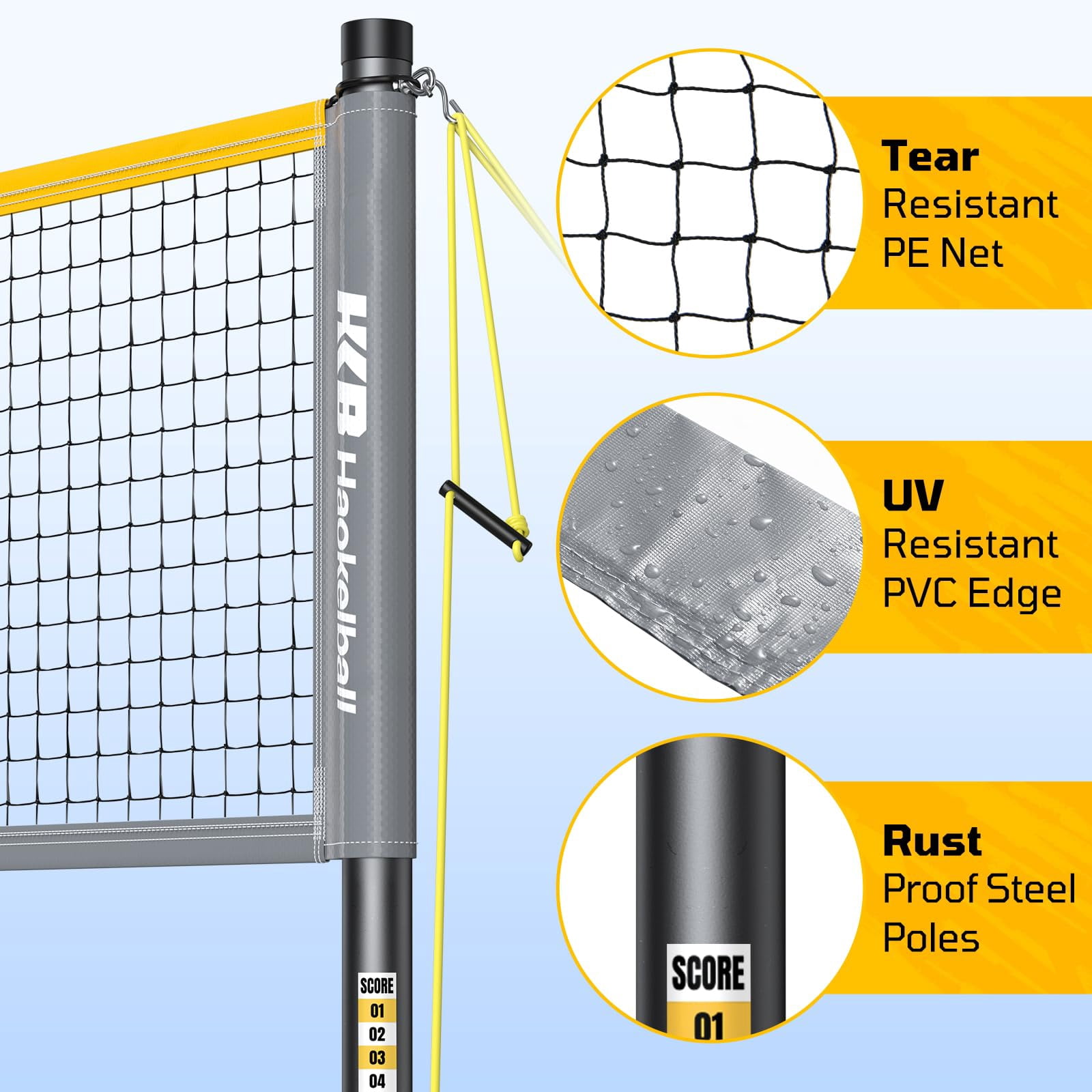 Outdoor Badminton Net Set With Anti-sag Winch System - 20ft  4 Rackets 3 Shuttlecocks & Carry Bag For Backyard Grass Beach Holiday Games