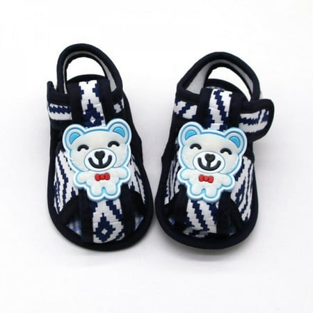 

Greyghost Cartoon Animal Gentleman Bear Shoes Cotton Rhombic Soft Sole Shoes Baby Boy Girl Summer Black M