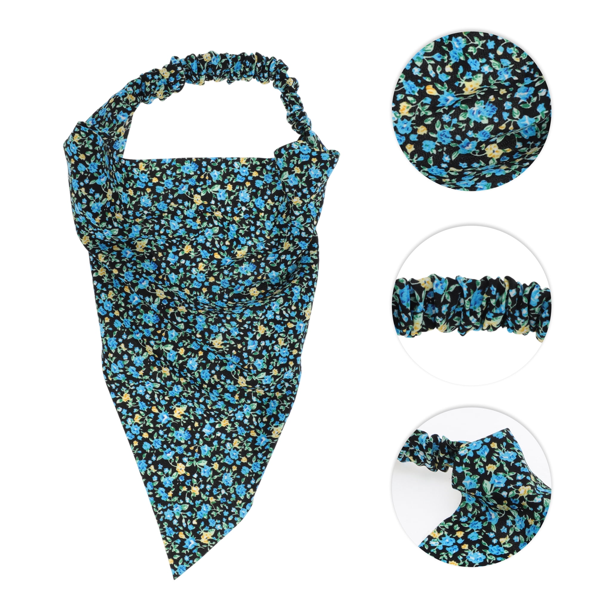 Unique Bargains 1pc Floral Soft Breathable Headwrap for Daily Life Black Blue