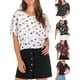 thumbnail image 4 of Blusa estampada para mujer Mangas de murciélago Cuello en V Blusas de gasa casuales Abanopi Jerseys de mujer, 4 of 7