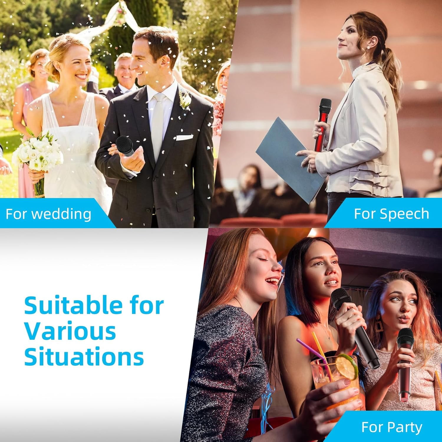Aveek Wireless Microphone for Karaoke, Rechargeable  Microphone,for Speaker,Karaoke Machine,Speech,Wedding,Party Singing,Grey&Red,2 packs