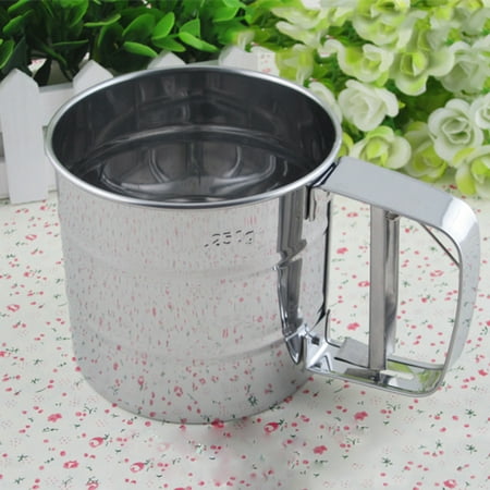 Manual Mesh Flour Sugar Powder Stainless Steel Hand Sifter Sieve Cup Baking (Best Flour Sifter Reviews)