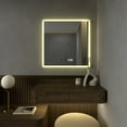 thumbnail image 4 of Ozarke Glowing LED Vanity Mirror with Digital Clock, Fog Free and 3 Lights Emitting Color - Large, 4 of 6