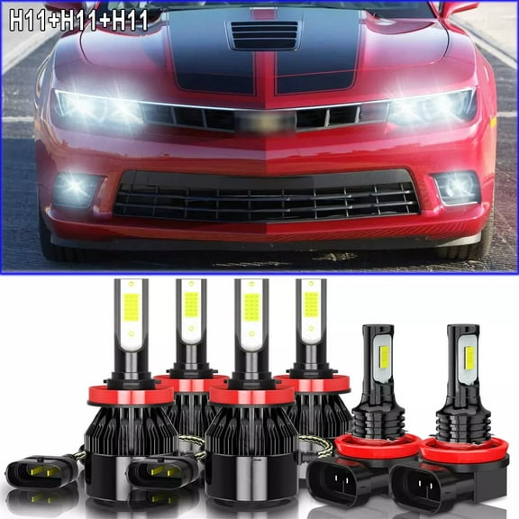 For Chevrolet Camaro 2014 2015 LED Headlight High Low Beam Fog Light Bulbs Upgrade Kit 6000K White 6x
