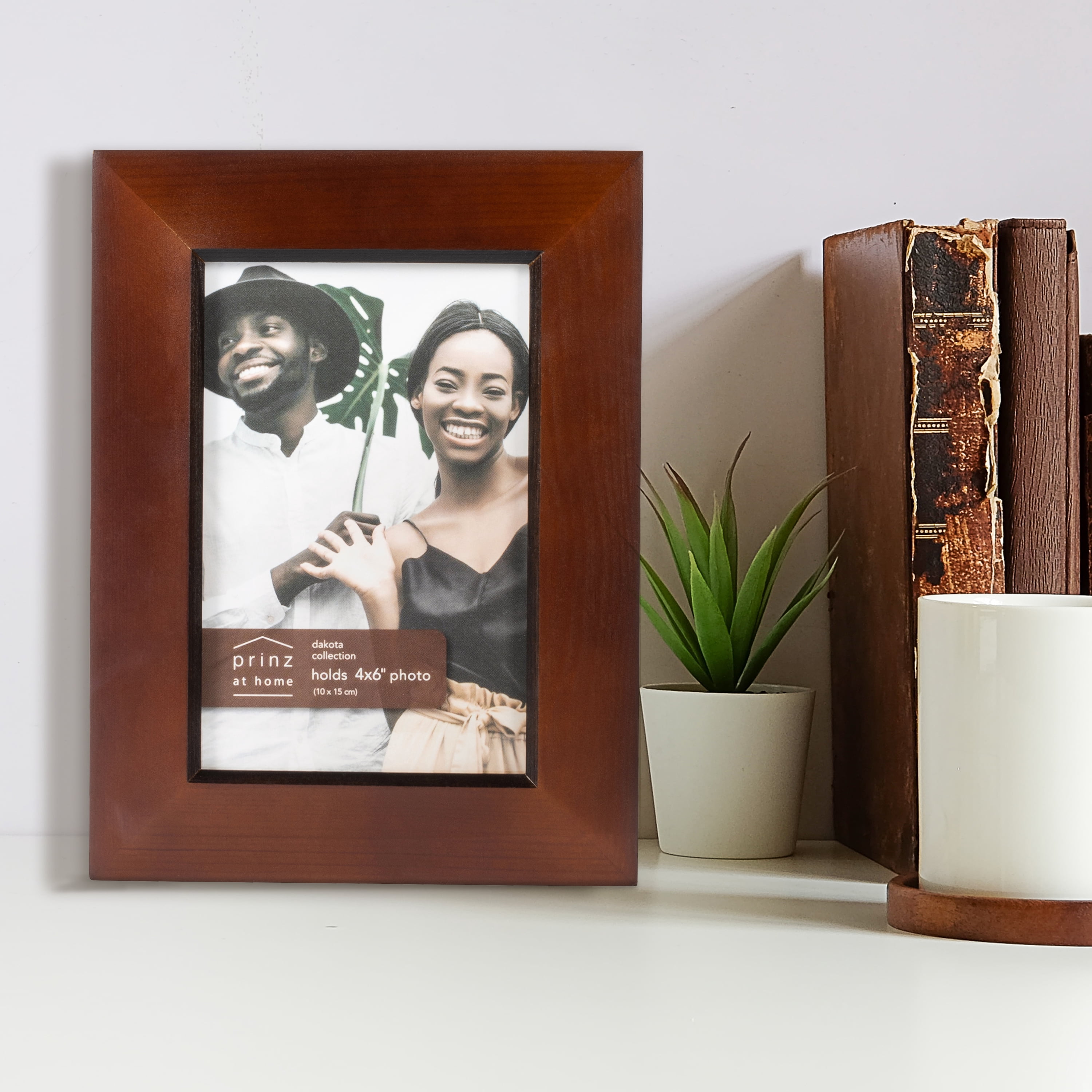 Prinz Dakota Dark Walnut Wood Tabletop Picture Frames, Pack of 2, Holds 4x6 Photos