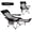 BLACK/GREY, variant on FUNDANGO 2-in-1 Reclining Camping Chair, Folding Lounge Chairs with Removeable Footrest, 4-Position Adjustable Backrest, Portable Folding Chair with Headrest & Side Pocket, Carry Bag, 390lbs Capacity